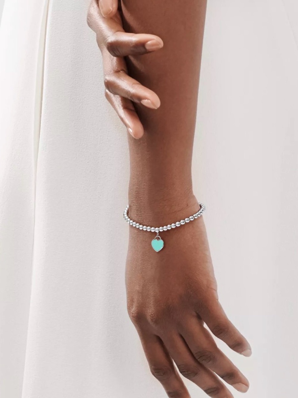 Tiffany & Co Return to Tiffany Silver Beaded Bracelet with Heart Charm  Jewelry